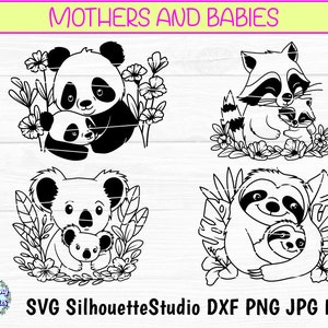MADRE e BAMBINO SVG, file SVG Festa della Mamma, File SVG Madre e Bambino, Pacchetto SVG Animali, File SVG per Cricut e Silhouette
