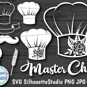 GORRO de COCINERO en SVG, Gorro de Chef en svg, Colección Master Chef Svg, Archivos de corte para Cricut y Silhouette, Descarga inmediata