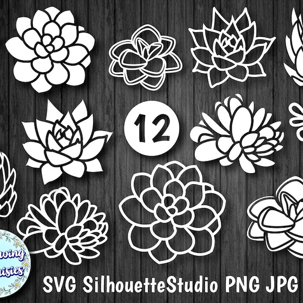 SUCCULENTS en SVG Pack 1, Succulents silhouettes, Cactus, Plants, Paper cut template, Svg files for cricut and silhouette, Instant download