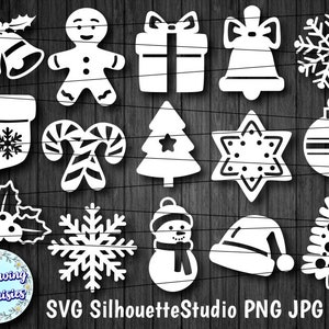 Conjunto de elementos NAVIDEÑOS en SVG, 15 Adornos de Navidad, Archivos de corte para Cricut y Silhouette, Descarga inmediata