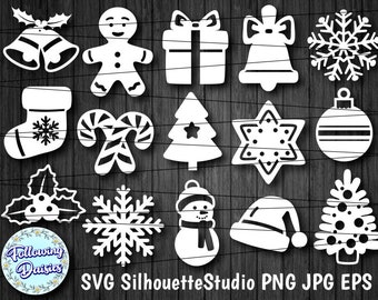 CHRISTMAS BUNDLE in SVG format, 15 Christmas ornaments, Christmas decoration, Paper cut template, Svg files for cricut and silhouette