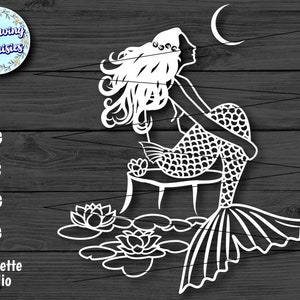 SIRÈNE SVG, vecteur de sirène, silhouette de sirène, téléchargement immédiat, modèle en papier découpé, fichiers svg pour cricut et silhouette