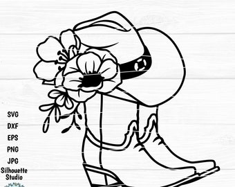 Floral Cowboy Boots SVG: Western Design, Cricut & Silhouette Cut File