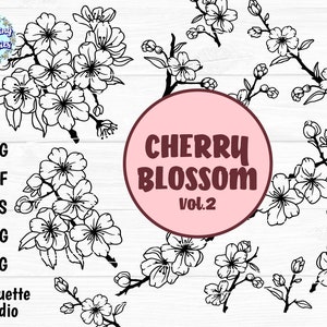 KIRSCHBLÜTE SVG, Kirschblüte Zweig svg, Kirschblüte Blumen svg, Frühling svg, Blumen svg, geschnitten Dateien für Cricut und Silhouette