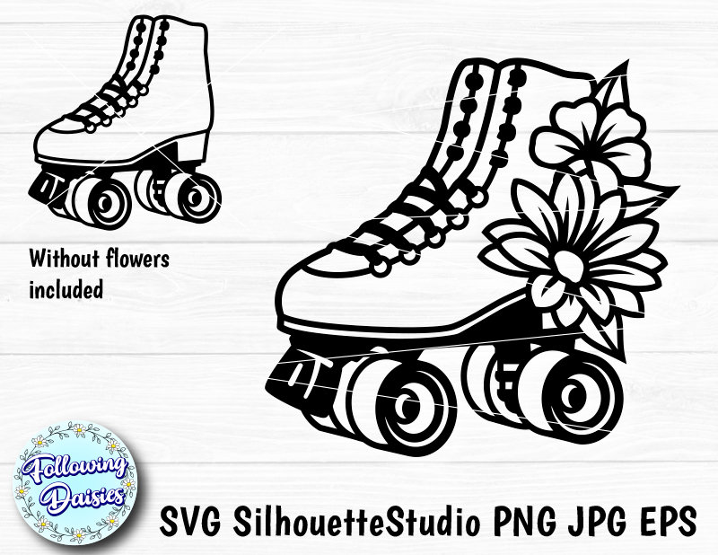 ROLLER SKATE SVG Roller Skates Decorated With Flowers Skate Etsy