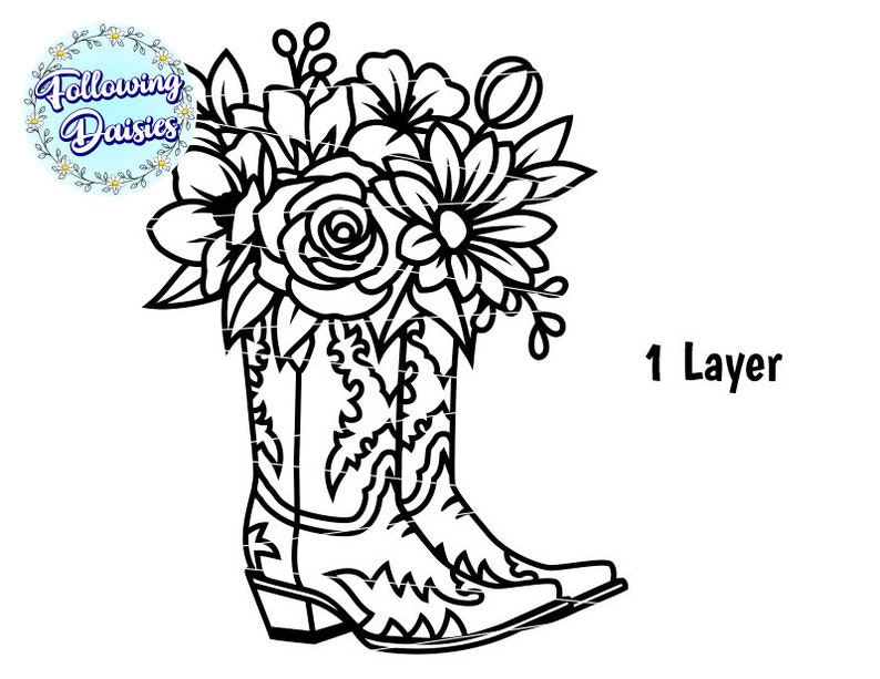 COWBOY BOOTS SVG Boots Decorated With Flowers Western Etsy