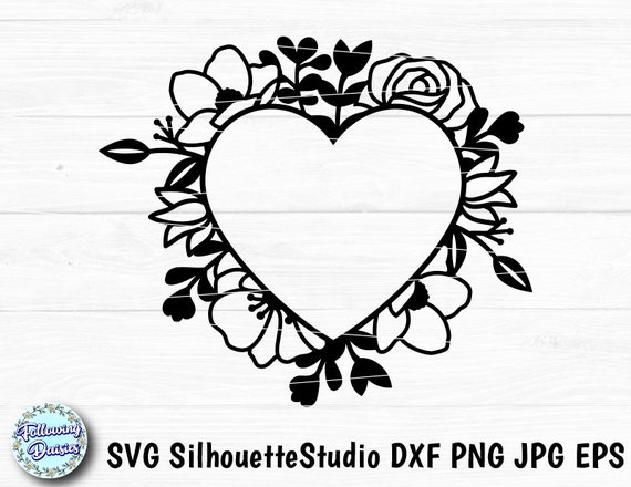 Rose Flower Silhouette - free svg file for members - SVG Heart