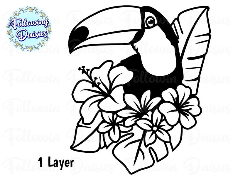 Download Clip Art Art Collectibles Paper Cut Template Flowers Svg Birds Tropical Flowers Floral Toucan Spring Svg Files For Cricut And Silhouette Animals Toucan In Svg