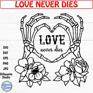 MANOS ESQUELETO corazón SVG, Adorno Corazón, Manos de calavera svg, Flores, Amor, San Valentín svg, Archivos svg para cricut y silhouette