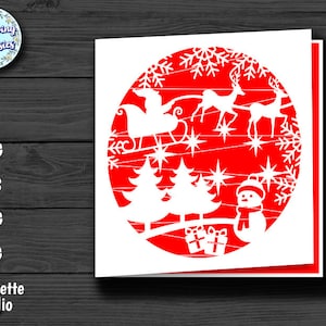CARTE DE NOËL SVG, Joyeux Noël, Modèle de carte, Sapin de Noël, Carte de voeux de Noël, Couper des fichiers pour cricut et Silhouette