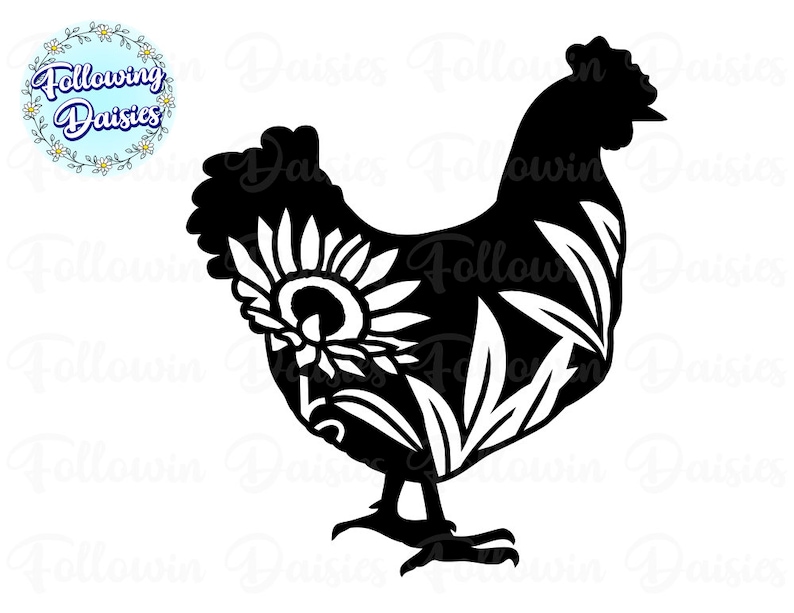 FLORAL CHICKEN in SVG Chicken silhouette Farm Chicken | Etsy