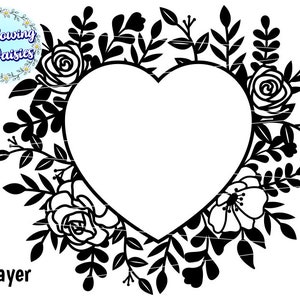 FLOWER HEART in SVG, Heart Decorated With Flowers, Heart Silhouette ...