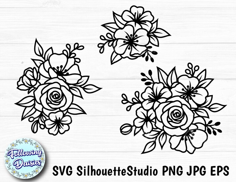 Paper cut template Cut files for cricut and Silhouette Bouquets Flower border Floral decoration FLOWERS in SVG Flowers