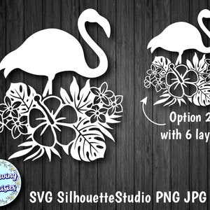 FLAMINGO with FLOWERS SVG, Flamingo with tropical flowers, Floral flamingo, Summer, Svg files for Cricut and Silhouette, Paper cut template