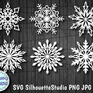 SNOWFLAKES en SVG, Ornements de Noël, Hiver, Modèles, Fichiers de coupe pour Cricut et Silhouette, Téléchargement immédiat