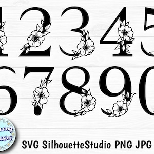FLORAL NUMBERS in SVG, Mit Blumen verzierte Zahlen, Jubiläen, Geburtstage, Glückwünsche, Schneidedateien für Cricut und Silhouette