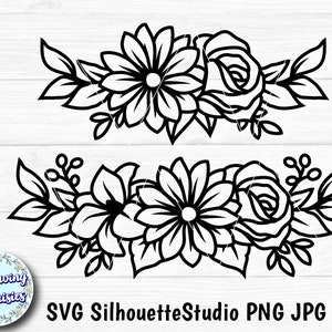 FLEURS en SVG nº18, Ensembles floraux, Décoration florale, Ornement floral, Séparateur de texte, Fichiers de découpe pour cricut et silhouette