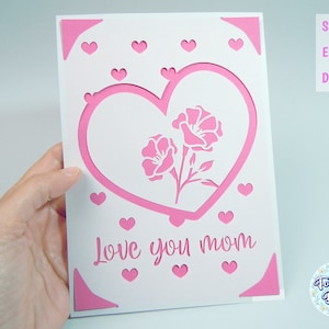 CARTÃO DE DIA DAS MÃES SVG, cartão de feliz dia das mães svg, cartão de dia das mães Cricut svg, arquivos svg de mãe, arquivos Svg para cricut e silhueta