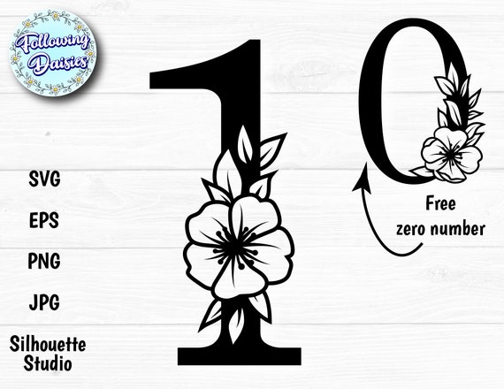 NUMBER 1 in SVG, Floral Number, Number 0, Number 10
