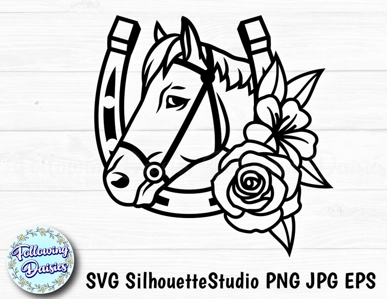 Download Clip Art Ranch Paper Cut Template Horse Riding Horseshoe And Horse Head Svg Flowers Floral Horseshoe Svg Files For Cricut And Silhouette Art Collectibles