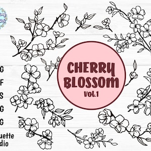 KIRSCHBLÜTE SVG, Kirschblüte Zweig svg, Kirschblüte Blumen svg, Frühling svg, Blumen svg, geschnitten Dateien für Cricut und Silhouette