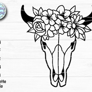 Floral Cow Skull SVG: Western Cricut & Silhouette Cut File
