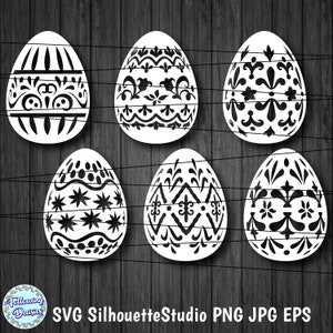 HUEVOS de PASCUA en SVG Nº1, Huevos de Pascua florales, Decoración de Pascua, Archivos de corte para Cricut y Silhouette