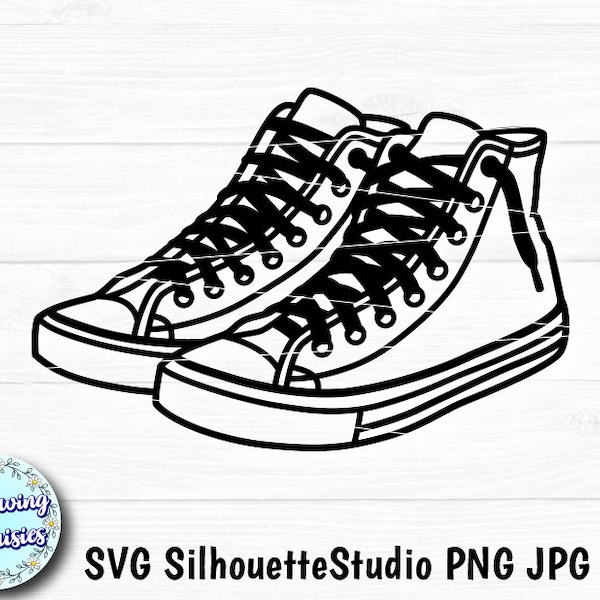 ZAPATILLAS DEPORTIVAS en SVG, Zapatillas de lona, Deporte, Retro, Bota, Casual, Archivos svg para Cricut y Silhouette