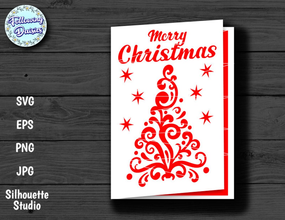 CHRISTMAS CARD SVG, Merry Christmas, Card Template, Christmas Tree