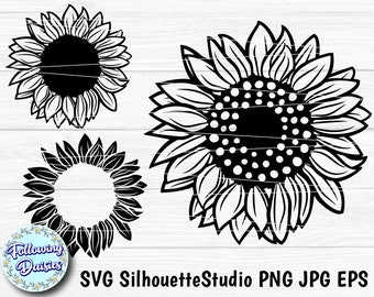 SUNFLOWER SVG, Sunflower decorations, Paper cut template, Cut files for cricut and Silhouette, Instant Download, Personal & Commercial use