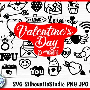 Pacote SVG do DIA DOS NAMORADOS, elementos de amor, corações, lábios, cartas de amor, pássaros apaixonados, arquivos Svg para cricut e silhueta, modelo de corte de papel