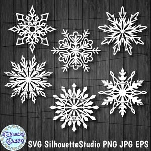 COPOS de NIEVE en SVG, Adornos de Navidad, Invierno, Plantillas, Archivos de corte para Cricut y Silhouette, Descarga inmediata