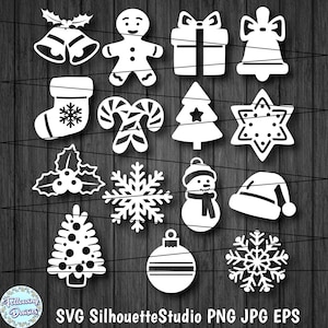 CHRISTMAS BUNDLE in SVG format, 15 Christmas ornaments, Christmas decoration, Paper cut template, Svg files for cricut and silhouette