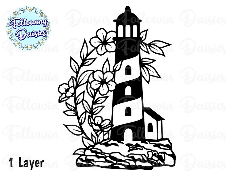 Download Clip Art Ocean Summer Lighthouse Silhouette Svg Files For Cricut And Silhouette Paper Cut Template Lighthouse And Flowers In Svg Art Collectibles