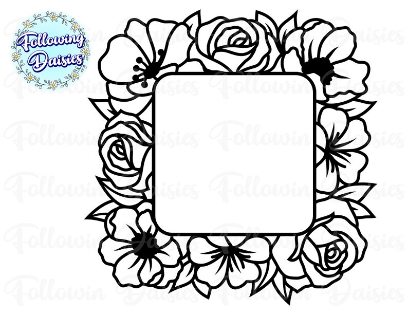 Download Clip Art Floral Frame In Svg Square Frame Svg Files For Cricut And Silhouette Paper Cut Template Floral Wreath Monogram Frame Frame Clipart Art Collectibles