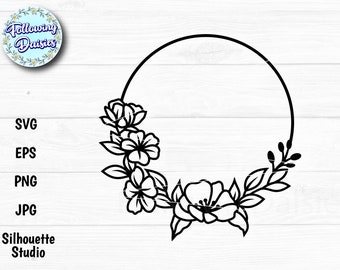 Wedding Vintage Flowers Frame Circle Graphics SVG Dxf EPS Png - Etsy