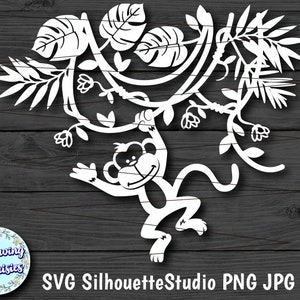 MONKEY SVG, Cute monkey Silhouette, Paper cut template, Instant Download, Svg files for cricut and silhouette, Personal and commercial use