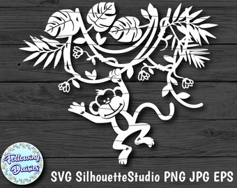 MONKEY SVG, Cute monkey Silhouette, Paper cut template, Instant Download, Svg files for cricut and silhouette, Personal and commercial use