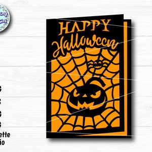HALLOWEEN CARD SVG, Modèle de carte d’Halloween, Invitation d’Halloween, Joyeux Halloween, Décor d’Halloween, Fichiers coupés pour cricut et Silhouette