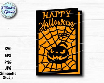 HALLOWEEN-KORT SVG, Halloween-kortmall, Halloween-inbjudan, Glad Halloween, Halloween-dekor, Klippfiler för Cricut och Silhouette