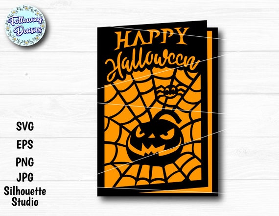 HALLOWEEN CARD SVG, Halloween card template, Halloween invitation, Happy halloween, Halloween Decor, Cut files for cricut and Silhouette