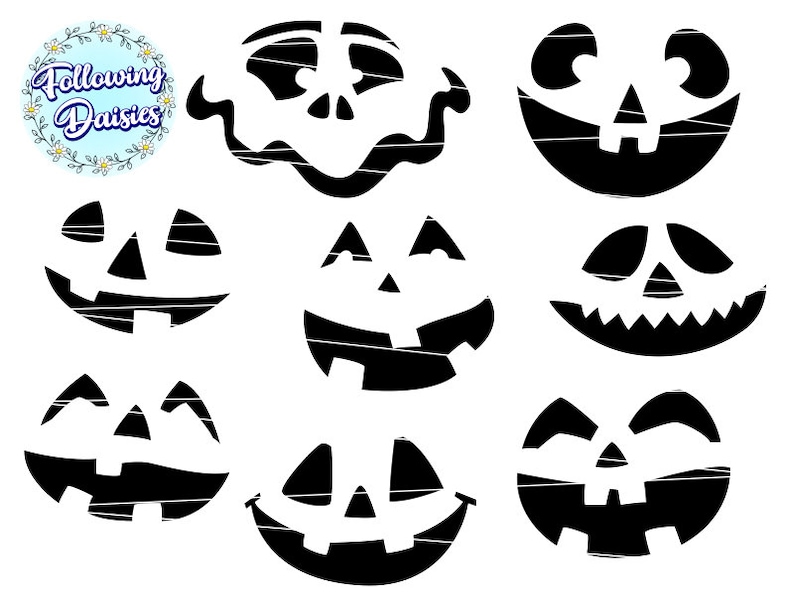 HALLOWEEN FACES in SVG Funny Faces Scary Faces Halloween - Etsy