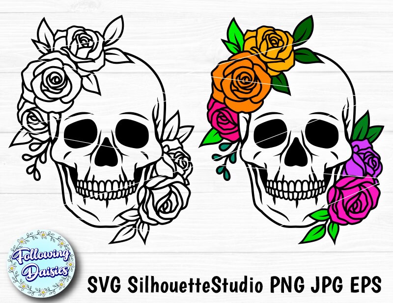 Download Floral Skull In Svg Day Of The Dead Halloween Sugar Skull Etsy