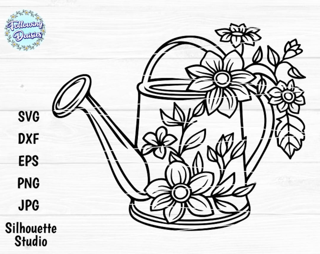 WATERING CAN SVG Watering Can With Flowers Svg Spring Svg Etsy