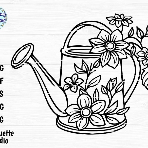 WATERING CAN SVG, Watering can with flowers svg, Spring svg designs, Flowers svg, Spring svg cricut, Cut files for cricut and Silhouette