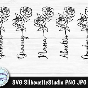 ABUELA y ramo de ROSAS en SVG, Día de la madre, Ramo floral, Archivos svg dia de la madre, Archivos en svg para cricut y silhouette