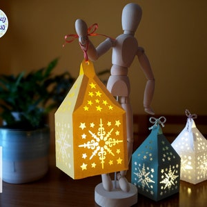 3D FAROL NAVIDEÑO SVG, Farolillo de Navidad, Plantilla de farol navideño, Decoración de navidad, Archivos de corte para cricut y silhouette