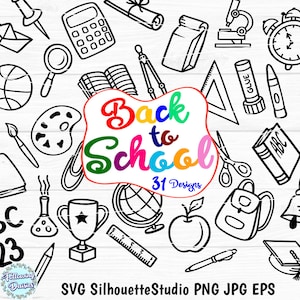 BACK to SCHOOL SVG, Estudents, Schulornamente, Schulbedarf, Schuldekor, SVG-Dateien für Cricut und Silhouette, Papierschnittvorlage