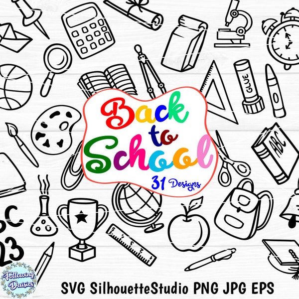 BACK to SCHOOL SVG, Estudents, School ornaments, School supplies, School decor, Svg files for cricut and silhouette, Paper cut template