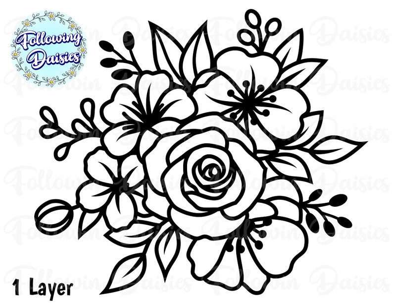 Paper cut template Cut files for cricut and Silhouette Bouquets Flower border Floral decoration FLOWERS in SVG Flowers
